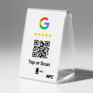 ขายตรงใสแทรก présentoir de Table NFC PVC เมนูยืนทบทวน Google <span class=keywords><strong>Avis</strong></span> NFC อะคริลิคยืนแสดง - Product Image 2