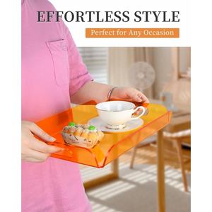 Plateau en acrylique translucide orange, élégant plateau de service pour table basse, cuisine et coiffeuse - Organisateur durable et moderne - Product Image 5