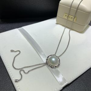 Collier en argent 925 avec pendentif perle feu d'artifice, perle de culture Akoya ronde blanche de 16 mm, 60 cm, style classique pour femme - Product Image 3