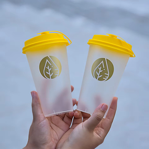 Nấm dùng một lần tùy chỉnh rõ ràng nhựa BOBA milktea ly 500ml ly tùy chỉnh nhựa tái sử dụng 90mm PP ly nhựa có nắp đậy - Product Image 1