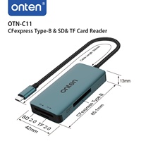 ONTEN BLG-C11 Pembaca Kartu CFexpress Tipe-B USB3.2 Kecepatan Tinggi 10Gbps 3-in-1 Tipe-C SD/Micro SD/TF Paduan Aluminium Tersedia di Stok