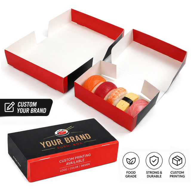 Recyclable Food Grade Takeout Box for Sushi High Quality Sushi Takeaway Lunch Box with Divider Hot Sale Sushi Paper Box