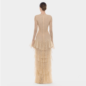 Nouvelles Arrivées <span class=keywords><strong>Robe</strong></span> <span class=keywords><strong>Longue</strong></span> en Dentelle à Manches Évasées, Col en V, Taille Cintrée avec Nœud, Style Rétro Français Sept Couleurs 2026 - Product Image 3