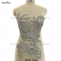 WDP-485 or strass appliqué corsage argent robe couture Patch décoratif fleur vêtement accessoires pour vêtements