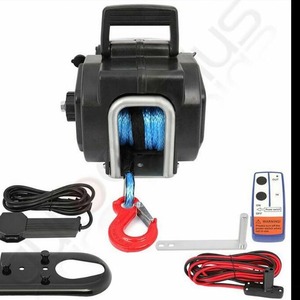 Cabrestante Eléctrico de 12 V con Gancho para Cuerda Sintética, Control Remoto Inalámbrico, para Uso en Remolques de Barcos - Product Image 1