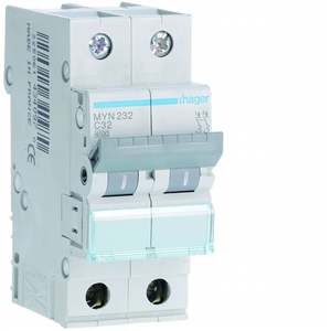 MYN232 Personalizzabile con Hagers MCB 4500A 2P curva C 32A 2 moduli - Product Image 1
