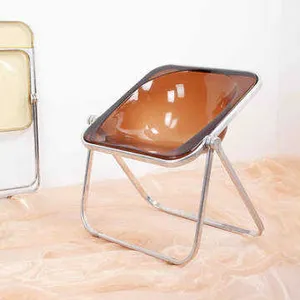 Vente directe en usine, chaise de loisirs en plastique pliable en acrylique épais et moderne