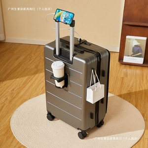 Front Opening Carry On <b>Suitcase</b> 20 <b>Inch</b> Lightweight Swivel Wheels Side Sliding Cover Unisex Travel Luggage - Product Image 3
