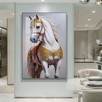 Affiche de décoration intérieure grand format, motif éléphant et cheval, impression sur toile, peinture en porcelaine cristalline, art mural animalier