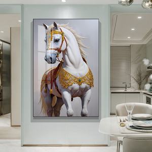 Affiche de décoration intérieure grand format, motif éléphant et cheval, impression sur toile, peinture en porcelaine cristalline, art mural animalier - Product Image 6