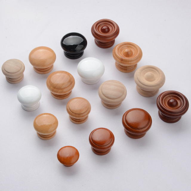 Custom Solid Wood Mushroom Knobs, Single Hole Cabinet Pulls, Small Round Wooden Handles for Drawer, Wardrobe Door, Furniture