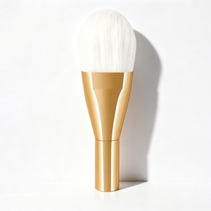 Pincel de Maquiagem Profissional para Base e Contorno Facial, Cabo Curto de Madeira, Cerdas de Nylon, Ferramenta de Beleza para Maquiagem - Product Image 5