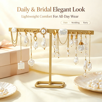 Anting Mutiara Barok Multi Gaya Emas, Anting Hoop Stainless Steel, Anting Gantung, Perhiasan Elegan untuk Wanita, Pengantin, dan Sehari-hari