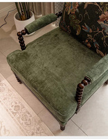 Dekorativer Wohnzimmer-Sessel mit Gemischtem Blumenmuster, Stoffbezug und Massivholz-Spindelgestell