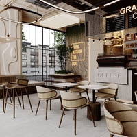 Table et chaise de restaurant de style nordique, chaise de café en rotin avec plateau en pierre frittée, solution tout-en-un pour le mobilier de restaurant