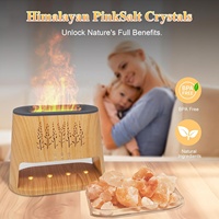 Diffuseur d'humidificateur en pierre de sel de l'Himalaya USB avec lumière changeante de couleur 260ML Générateur de brume fraîche pour la peau sèche Chambre de bébé Bureau
