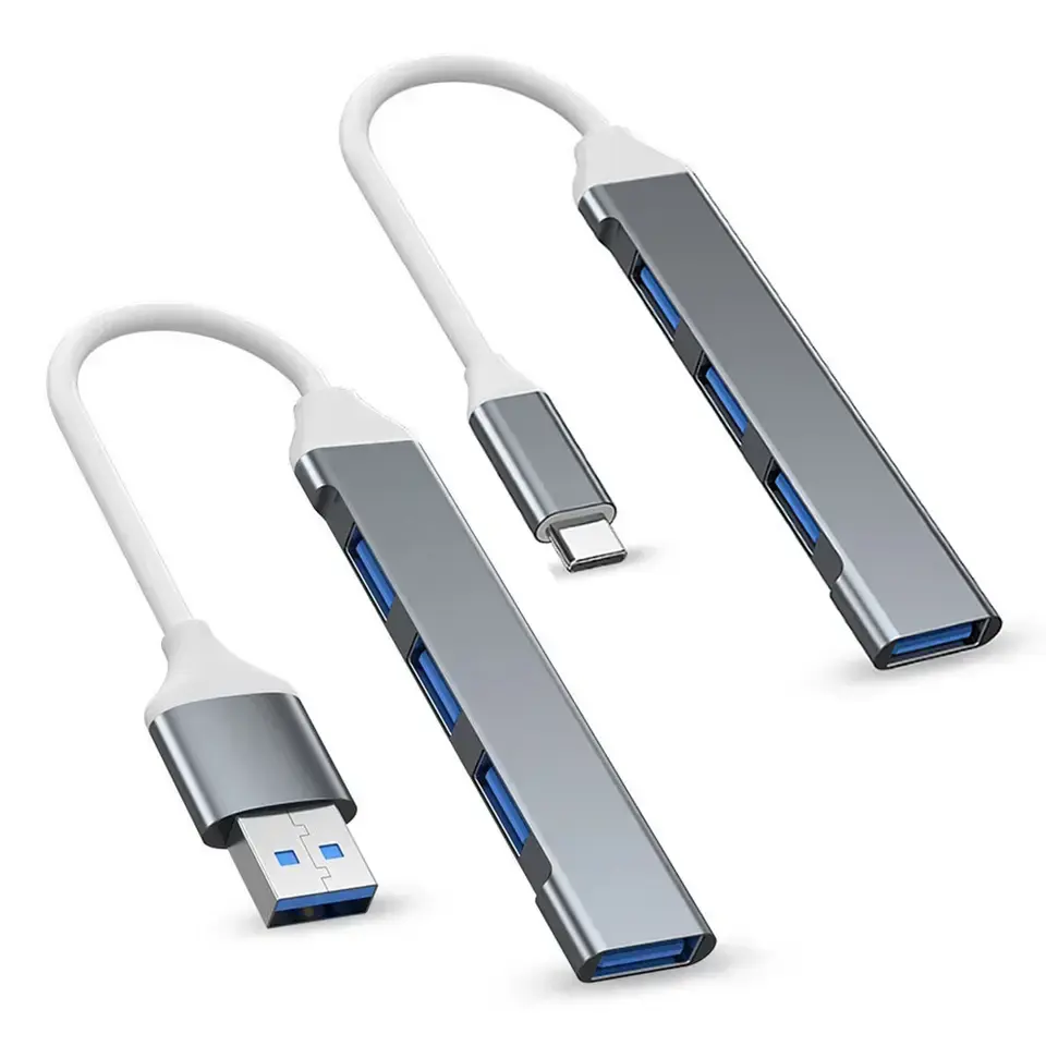 Nhôm 4 Trong 1 Adapter USB Đa-Cổng Hub Mở Rộng Docking Splitter Sạc Loại C Du Lịch Chuyển Đổi USB C Hub Cho Máy Tính Xách Tay