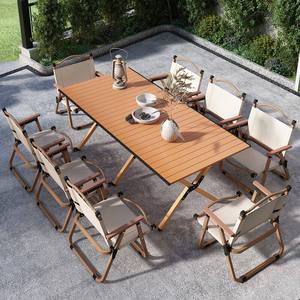Mesa Plegable para Exteriores, Portátil, para Picnic y Camping, con Sillas, Juego Completo de Muebles Rectangulares para Exteriores - Product Image 1