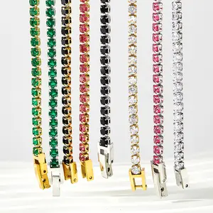 Hot Sell 14K Gold Stainless Steel Men's Tennis Bracelet With Diamond Cubic Zirconia Waterproof Fashion Jewelry Bracelets