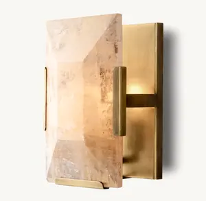 Sunwe Indoor Wall Lamps Led Light Lamp Led Marble Wall Light Modern Lacquered Burnished Brass Harlow Calcite Sconce