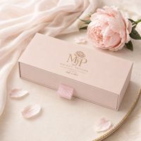 Boîte cadeau rigide rose personnalisée recyclable avec tiroir coulissant en feuille d'or de luxe pour cadeau/faveur