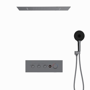 Matte Black Thermostatic Super Large Bathroom Shower <strong>System</strong> Bubble Waterfall Rain Shower Head Polished Brass <strong>Material</strong> - Product Image 4