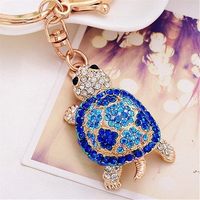 Porte-clés tortue scintillant avec strass, breloque de sac animal marin multicolore incrustée de cristaux, cadeau tendance