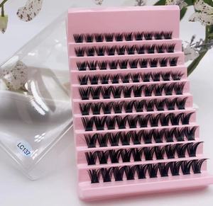 Kit de Extensiones de Pestañas Profesionales al por Mayor, Grupos de Pestañas Individuales para Hacerlo Usted Mismo, Pelo Sintético Natural para Segmentos Precortados, Negro - Product Image 1