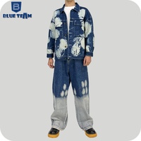 Équipe bleue |   Ensemble en jean personnalisé : pantalon et veste en denim, ensemble 2 pièces pour homme, jean personnalisé avec veste personnalisée, tie-dye
