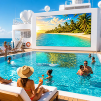 Pantalla LED para Exteriores P4.81, IP66 Impermeable, Alto Brillo, HDR10+, Legible Bajo la Luz Solar, 5 Años de Garantía, para Hoteles, Villas, Piscinas