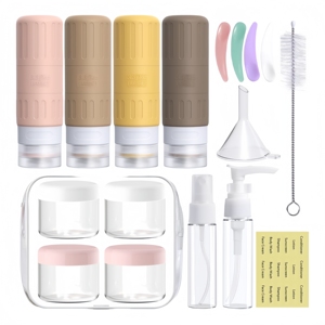 Ensemble de flacons de voyage essentiels 100 ml et en silicone avec bouchon anti-fuite, pour voyages d'affaires et activités de plein air, lot de kits d'emballage - Product Image 1