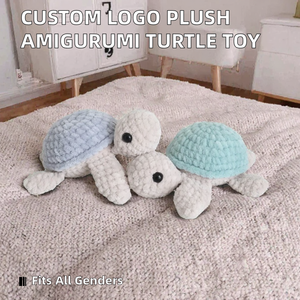 Giocattolo Tartaruga <span class=keywords><strong>Amigurumi</strong></span> Personalizzato con Logo Gratuito, Tartaruga Imbottita all'Uncinetto, Piccola Tartaruga Cartone Animato, Animale Marino in Peluche, Tessuto di Cotone - Product Image 2