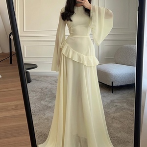 Vestido Largo de Fiesta para Mujer, Manga Larga, con Detalle de Volantes, Estilo Formal, Corte en A, Vestido de Noche, Vestidos de Moda - Product Image 3