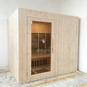 <span class=keywords><strong>ห้อง</strong></span>ซาวน่าอินฟราเรดในร่มสำหรับบ้าน ทำจากไม้เนื้อแข็งธรรมชาติ พร้อมเครื่องทำความร้อนแบบสเปกตรัมเต็มรูปแบบ และประตู<span class=keywords><strong>กระจก</strong></span>นิรภัย - Product Image 1