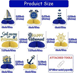 Décorations de fête nautique <span class=keywords><strong>pour</strong></span> la <span class=keywords><strong>retraite</strong></span> : Centres de table en nid d'abeille sur le thème de la navigation, Cadeaux de <span class=keywords><strong>retraite</strong></span> sur le thème nautique - Product Image 5