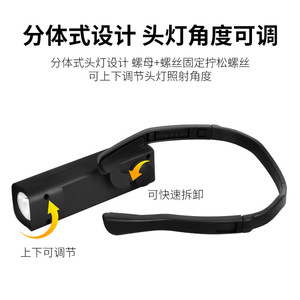 Lampe frontale T055 LED rechargeable 2000 mAh, style crochet d'oreille réglable, portable, super lumineuse, pour course en extérieur - Product Image 3