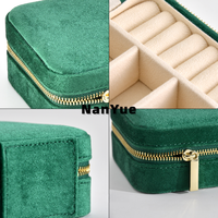 Boîte à bijoux en velours carrée avec fermeture éclair, logo personnalisé, boîte de rangement portable pour bijoux de voyage, pour bague, boucles d'oreilles, collier, emballage de bijoux