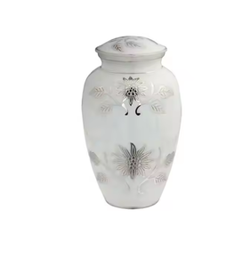 Haute qualité indien blanc tournesol Turquoise Floral acier métal crémation urne cendres stockage pour adultes bien-aimé fournitures funéraires - Product Image 2
