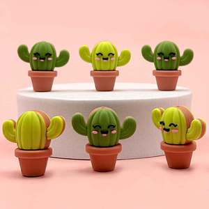 Cuentas de silicona 3D con forma de cactus para hacer pulseras, redondas, con forma de dibujos animados, de calidad alimentaria, accesorios para bricolaje. - Product Image 3