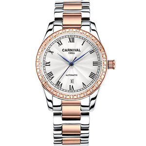 Reloj mecánico automático de lujo para mujer, acero inoxidable de 33mm, resistente al agua, esfera analógica, pantalla, correa de cuero, encanto de moda - Product Image 1