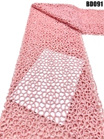 Tela de encaje de lavanda elegante de Ecuador, tela de encaje bordada con cuentas de color marfil de Colombia para vestidos de novia de Dubái, tela de red.