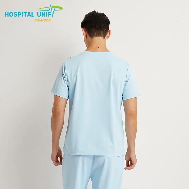 H&U New Arrive Short Sleeve Scrubs With Hidden Pockets V-Neck Hospital Cotton Polyester Uniforms Women Nurses Extra Security