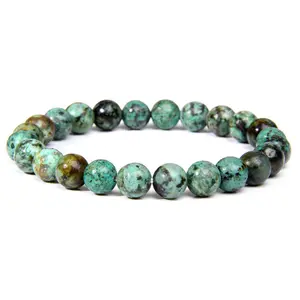 High Quality Natural Semi-precious Stone Jewelry Wholesales 8mm African Turquoise Beads Women Men Plain Bracelet