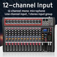 Console de mixage professionnelle BAIFEILI CT-120S à 12 canaux, en métal, avec égaliseur 3 bandes, son surround stéréo et effets intégrés