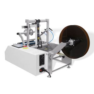 Machine d'étiquetage de bouteilles rondes semi-automatique intelligente de bureau PLC, étiquetage auto-adhésif double face, positionnement pour bouteilles de vin rouge ovales - Product Image 4