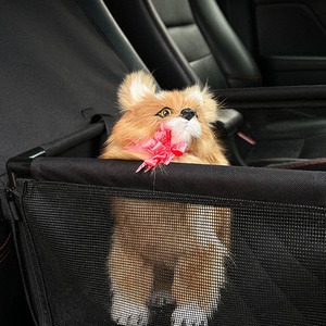 Kinghon Asiento Elevador Portátil Transpirable para Perros Pequeños y Medianos, Cesta Delantera Plegable para Coche con Estampado para Gatos - Product Image 4