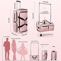 Sac de transport à roulettes personnalisé en gros pour costumes de danse, rose, avec porte-vêtements pour costumes de danseurs