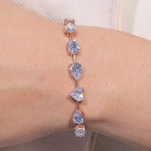 Pulsera de Diamantes Cultivados en Laboratorio con Certificación IGI, Vvs, CVD, HPHT, en Varias Formas, Cadena de Plata 925 Personalizada, Joyería Fina para Mujer - Product Image 2