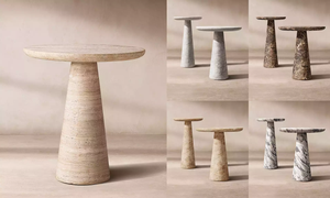 Table d'appoint en marbre WBERT, base en piédestal, style minimaliste moderne, meubles faits à la main pour le salon - Product Image 2