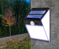 Lampe murale solaire 140 LED avec détecteur de mouvement PIR, éclairage de sécurité extérieur, grand angle, montage mural pour jardin, garage, cour